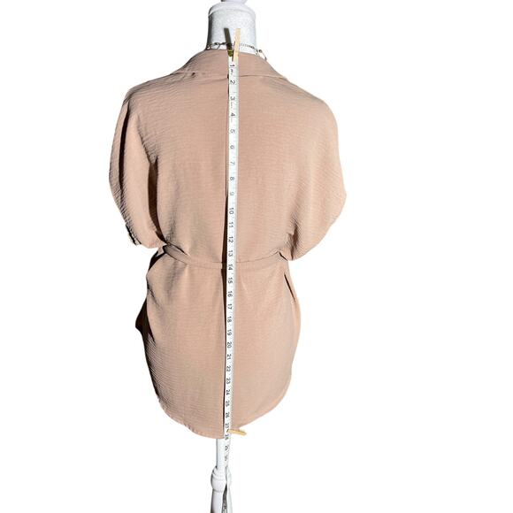 Women’s beige casual top with tie belt - Picture 3 of 6
